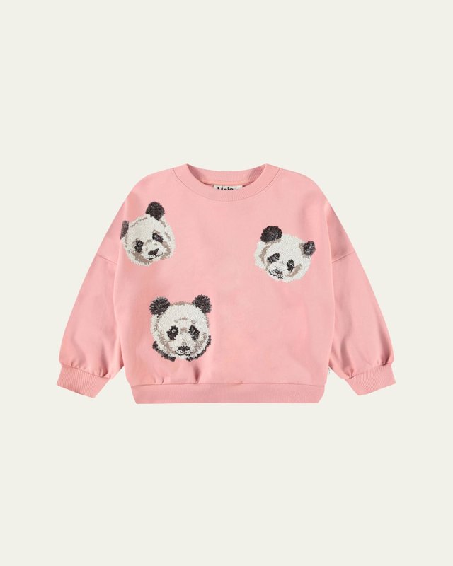 Girl's Marika Panda Sequin Organic Cotton Sweatshirt, Size 3-6